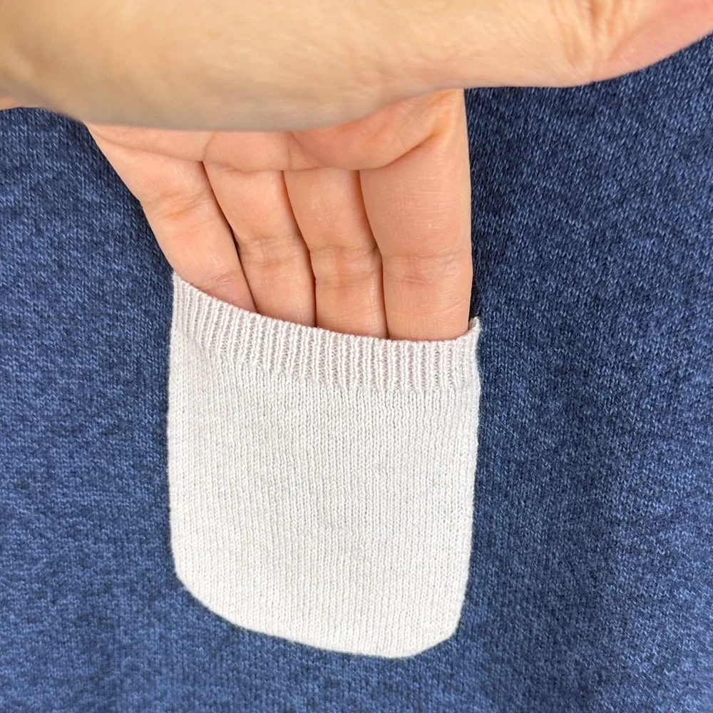 Zaket & Plover Blue Cotton Cashmere Blend Long Sleeve XL Top Red Cream Accents - Picture 8 of 12